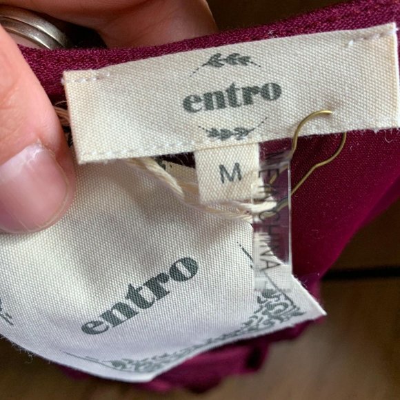 Entro Long Sleeve Burgundy Twist Mini Dress M - Picture 4 of 6